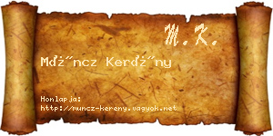 Müncz Kerény névjegykártya